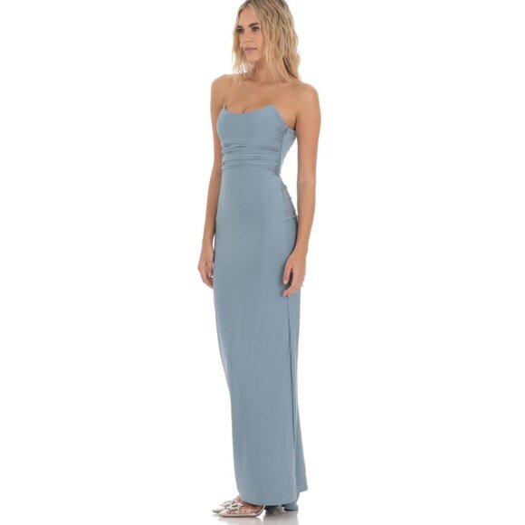 Lucy in the Sky Blue Strapless Butterfly Back Gown  Brand: Lucy in the Sky  Dust - Picture 3 of 4